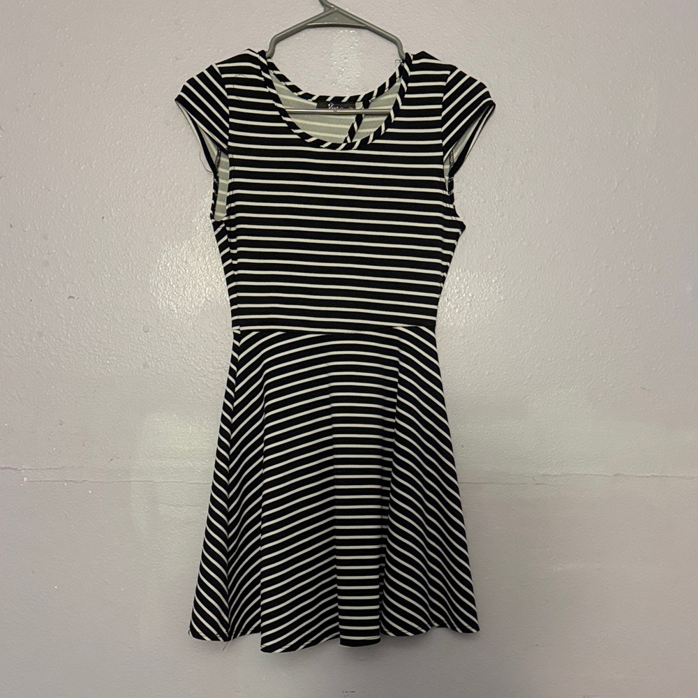 Navy Blue and White Striped Dress